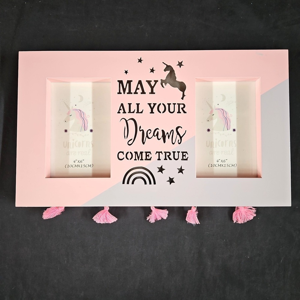 Unicorn Hanging Picture Frame "May All Your Dreams Come True" Nursery